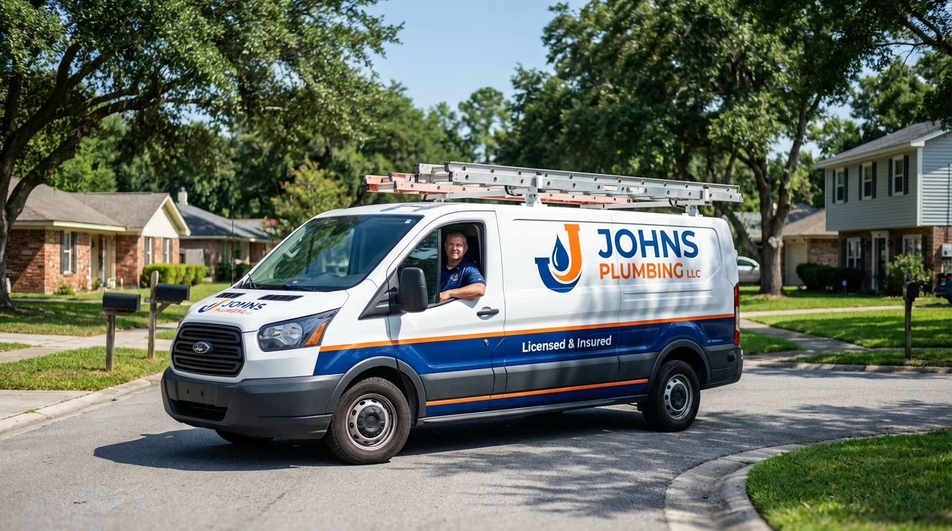 Johns Plumbing LLC service van in Bonita Springs, FL