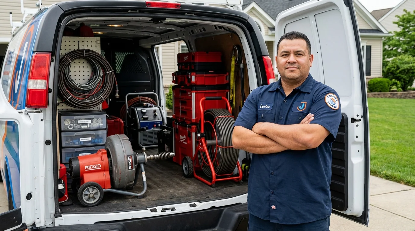 Professional drain cleaning equipment and Johns Plumbing LLC plumber in Bonita Springs