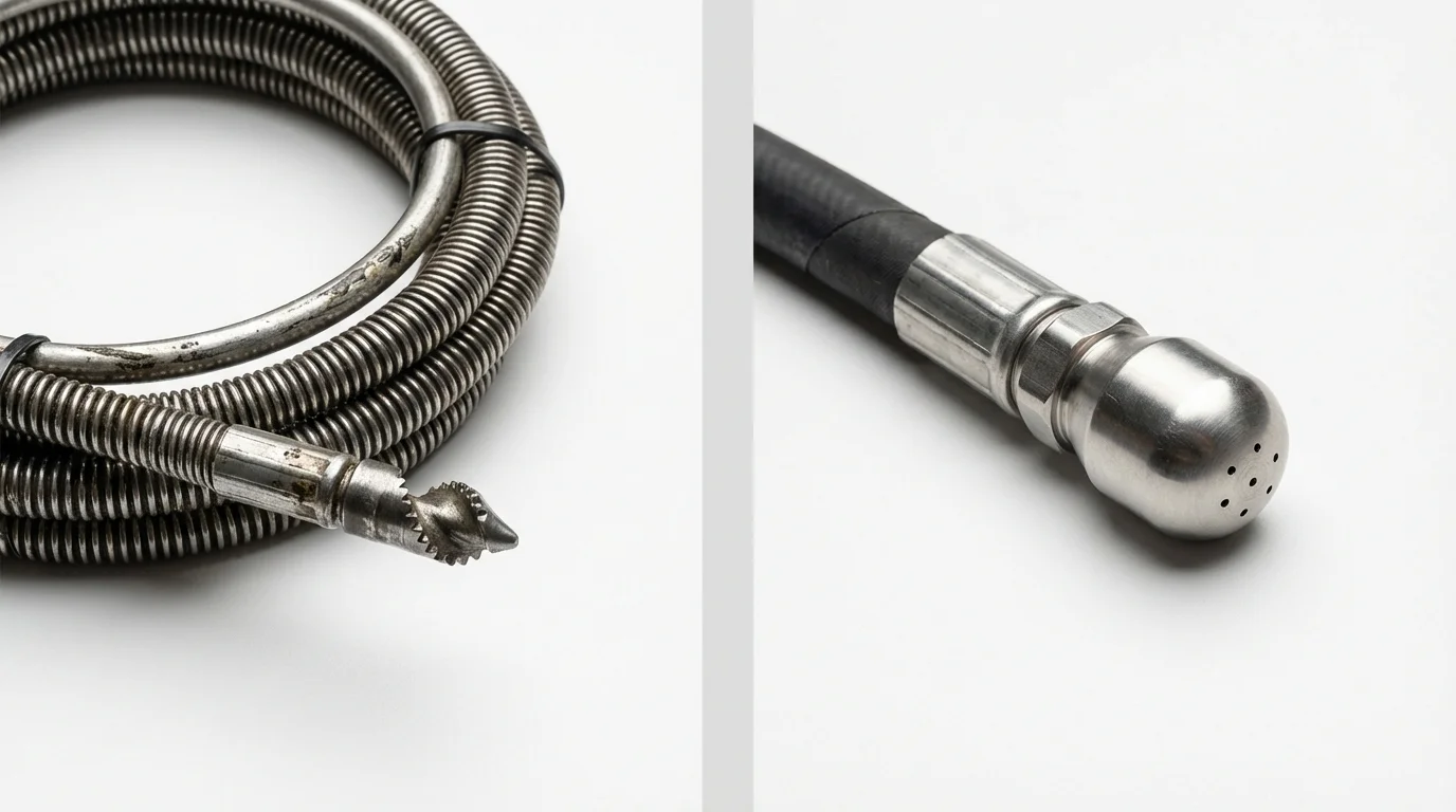 Drain snake cable and hydro jetting nozzle used for drain cleaning in Bonita Springs, FL