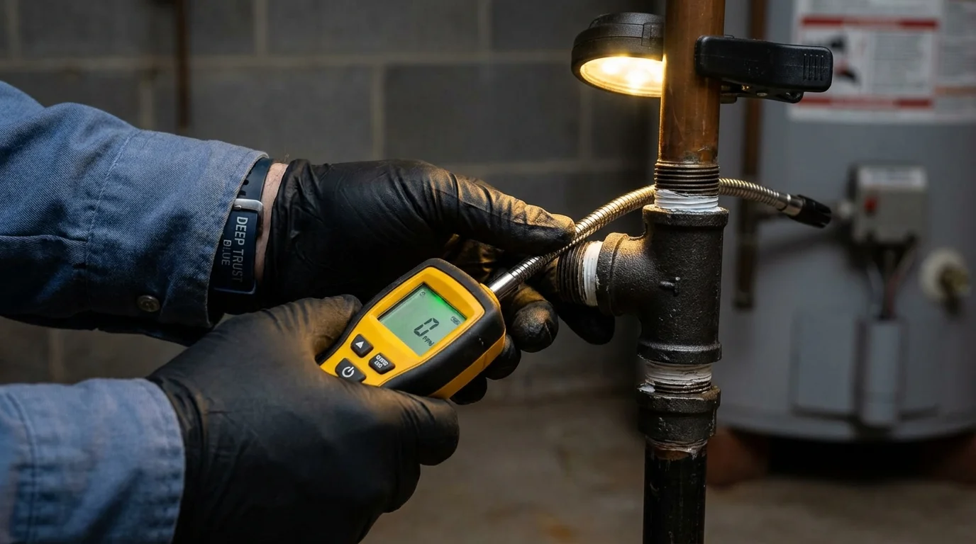 Gas leak detection with electronic sniffer by Johns Plumbing LLC in Bonita Springs