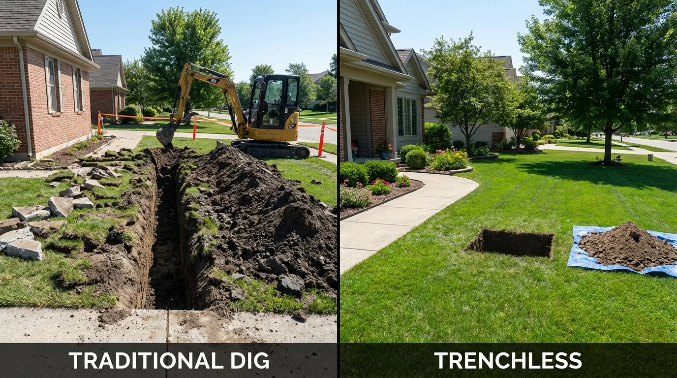 Trenchless sewer repair with minimal yard damage versus traditional excavation in Bonita Springs, FL